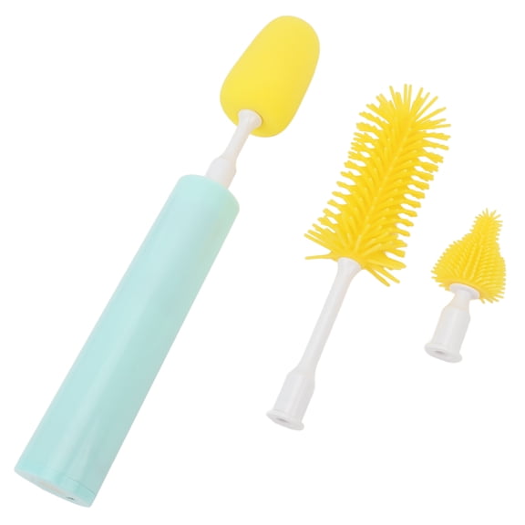 LAZIOEGR Electric Bottle Brush Cleaner Smart Removable Long Handle Silicone Automatic Baby Bottle Brush Cleaner for Most of Bottles Cups and Water Bottles, 8.6 Inches / 22.0 cm
