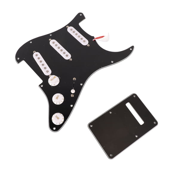 LAZIOEGR Electric Guitar Pickguard Loaded Scratch Plate with Rear Cover and 18 Mounting Screws Black 13.39 inches / 34 cm