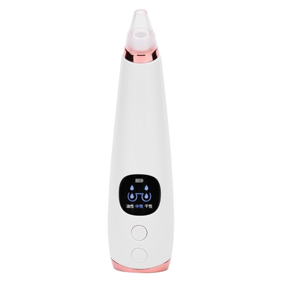 LAZIOEGR Electric Vacuum Suction Blackhead Removal Face Pore Cleaner & Skin Peeling Machine with 6 Replaceable Suction Probes, LED Display, Ergonomic Design, Rechargeable, Adult Use, White