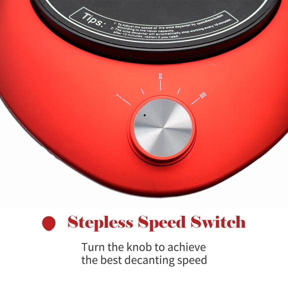 LAZIOEGR Electric Wine Aerator Automatic Revolving Decanter Spinner Dispenser for Wine Lovers, Stepless Speed Adjustable Wine Breathing Tool with Non-Slip Base, Wine Red (8.85 inches / 22.5 cm)