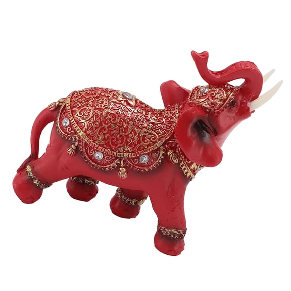 LAZIOEGR Elephant Statue Wealth Lucky Feng Shui Figurine Home Decor House Warming Present TV Cabinet Entryway Decoration Red Large 6.69 inches / 17 cm