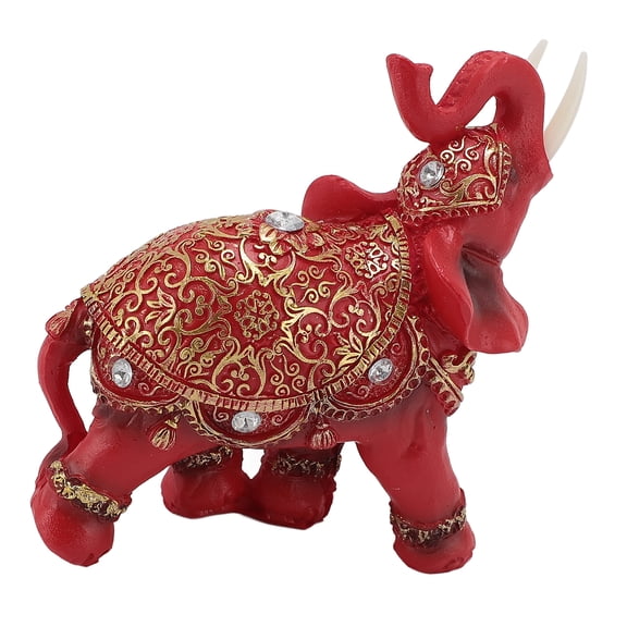LAZIOEGR Elephant Statue Wealth Lucky Feng Shui Figurine Home Decor House Warming Present TV Cabinet Entryway Decoration Red Medium 5.91 inches / 15 cm