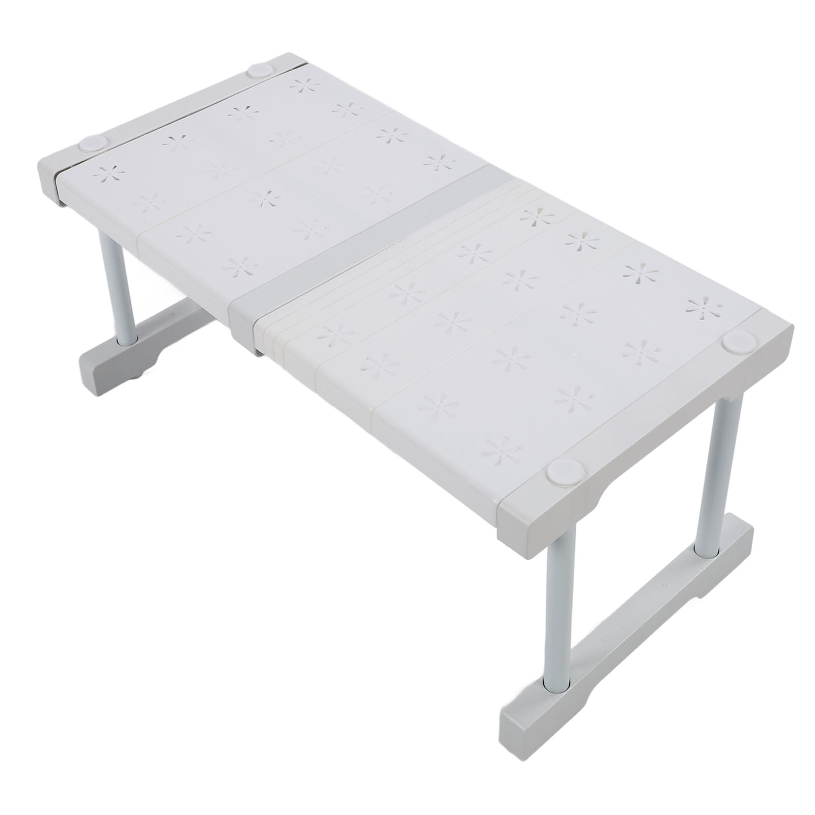 LAZIOEGR Expandable Cabinet Shelf Organizer, Adjustable Under Sink Storage Rack, 14.6 to 18.9 inches / 37 to 48 cm, Heavy Duty Closet Organization and Storage Shelf in White