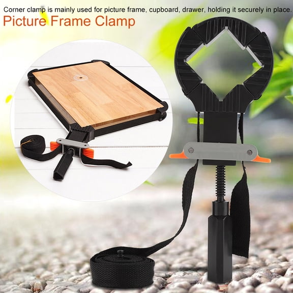LAZIOEGR Fast Adjustable Band Strap 4 Jaws Corner Clamp for Picture Frame Woodworking, 13.12 ft / 4 m Canvas Strap