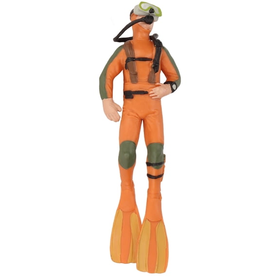 LAZIOEGR Fish Tank Diver Ornament Floating Simulation Swimming Posture Frogman Aquarium Landscaping Decoration, Miniature Submarine Explorer Figure for Fresh and Saltwater Fish Tanks, Vibrant Orange