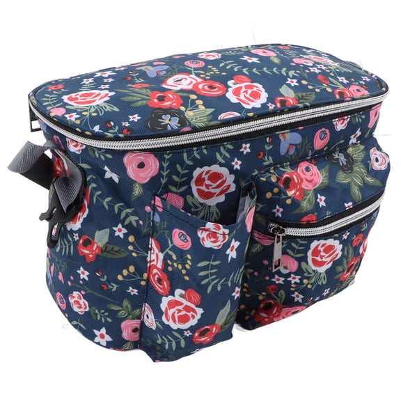LAZIOEGR Floral Pattern Travel Mommy Diaper Bag Multi Functional Large Capacity Hanging Stroller Storage Organizer Tote for Outdoor Party 12.6 inches