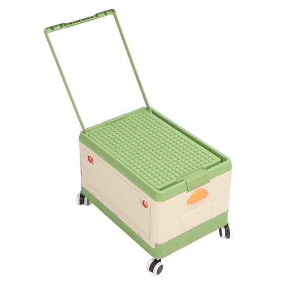 LAZIOEGR Foldable Toy Storage Organizer Box with Wheels Lid Green Color Children Building Block Container Household Chest Secure Durable High Capacity Room Organization Tool (18.9 inches / 48 cm)