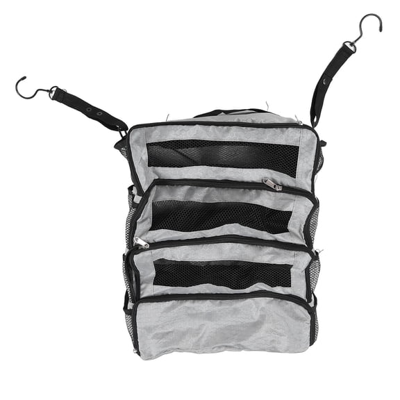 LAZIOEGR Foldable Travel Suitcase Organizer – 4‑Compartment Hanging Packing Cube with Mesh Pockets, Gray