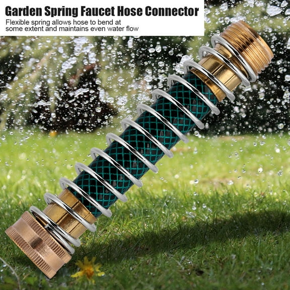 LAZIOEGR Garden Faucet Extension Hose Connector, Flexible Spring Coil Kink Protector, Heavy Duty Solid Brass Irrigation Fitting Accessory for Standard 3/4 Inch Spigots (5.71 inches / 14.5 cm)