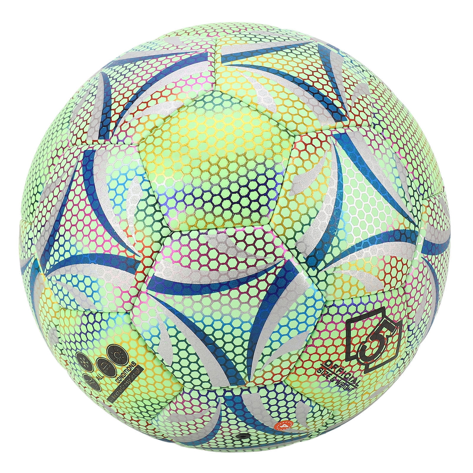 LAZIOEGR Glow‑Reflective Soccer Ball Size 5 – Night‑Glow, High‑Wear PU, Ideal for Matches, Training & Gifts
