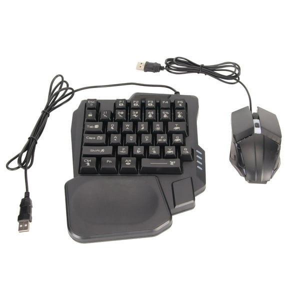 LAZIOEGR Half Hand Gaming Keyboard & Mouse Combo, Mobile Game Converter Adapter Set for Android iOS, Black, 10.2 inches / 26 cm
