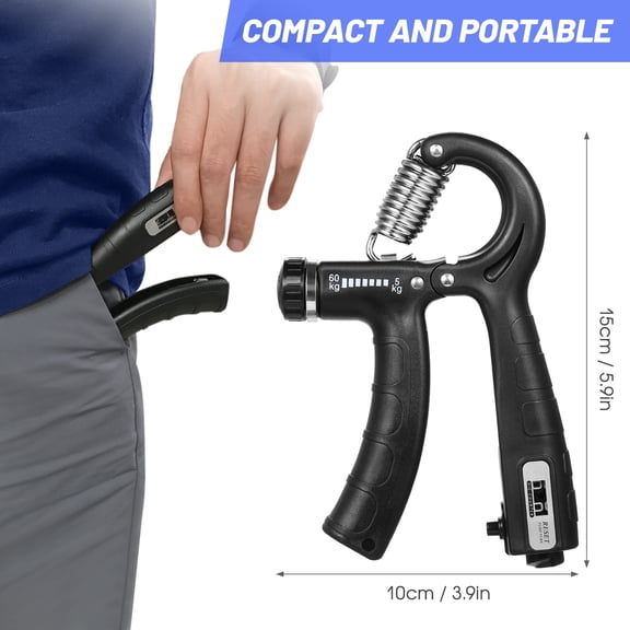 LAZIOEGR Hand Grip Strengthener with Counter 5-60kg Adjustable Resistance, Non-Slip Forearm Exerciser, Finger Grip Trainer for Muscle Building, Wrist Injury Recovery Training, Black 2-Pack