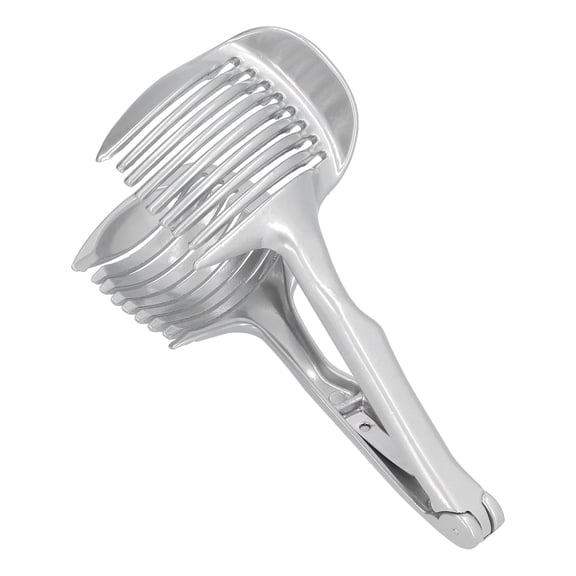 LAZIOEGR Handheld Onion Cutter Convenient Aluminum Alloy Multifunctional Lemon Holder Potato Tomato Vegetable Fruit Slicer Safe Cooking Tool Accessories for Kitchen Restaurants
