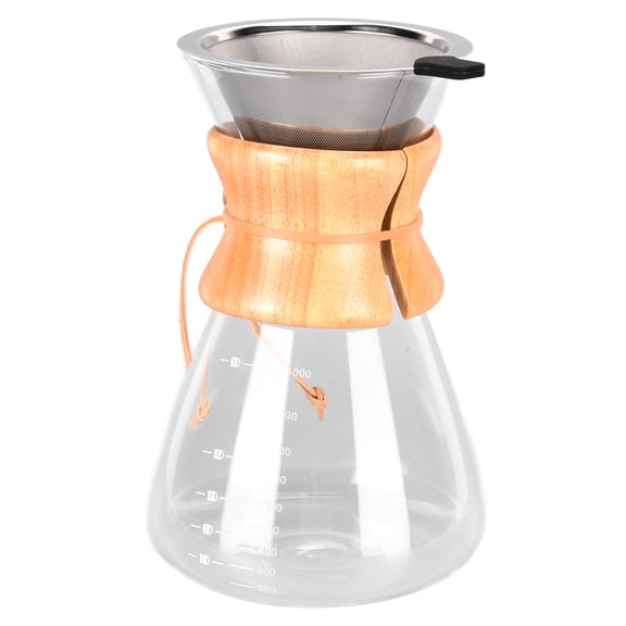 LAZIOEGR Heat Resistance Coffee Pot Dripper with Funnel Large Capacity Pour Over Maker 33.81 oz / 1000ml
