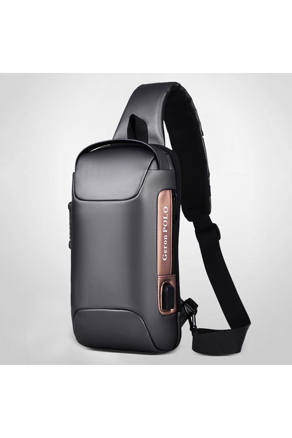 HighDensity PU Leather CrossBody Messenger Bag, Black/Gray Waterproof, USB Port, AntiTheft Lock, Multiple Pockets, Lightweight & Versatile