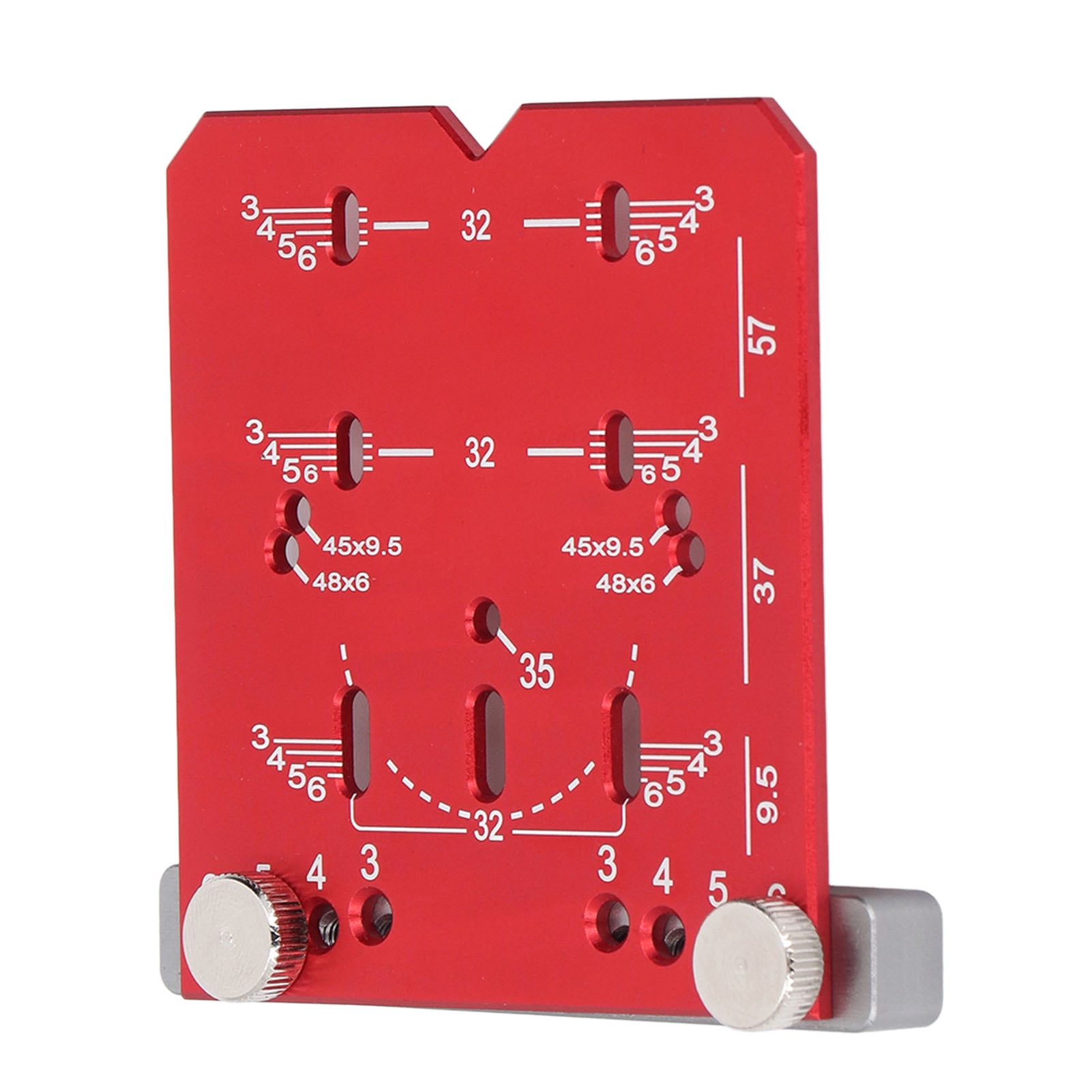 LAZIOEGR Hinge Positioning Ruler Red Color 35mm / 1.38 inches Adjustable Aluminium Alloy Cabinet Hardware Hole Drilling Jigs Tool for Woodworking Door Installation High Precision Hand Tools