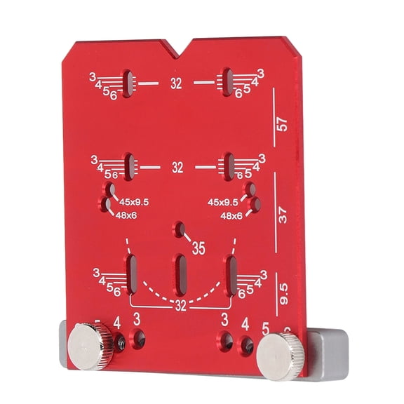 LAZIOEGR Hinge Positioning Ruler Red Color 35mm / 1.38 inches Adjustable Aluminium Alloy Cabinet Hardware Hole Drilling Jigs Tool for Woodworking Door Installation High Precision Hand Tools