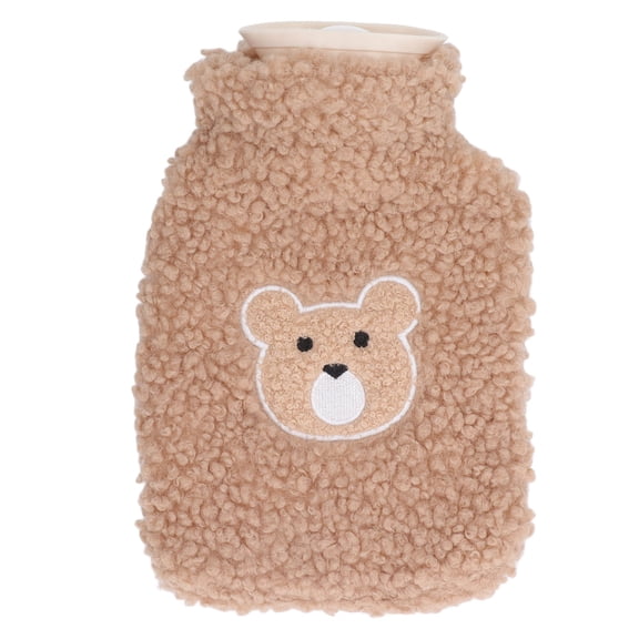 LAZIOEGR Hot Water Bottle 1000ml Cute Plush Bear Thickened PVC Anti Scald Hot Water Bag with Cover for Home Winter Office Coffee Color Bear Head (1000 ml / 33.8 fl oz)