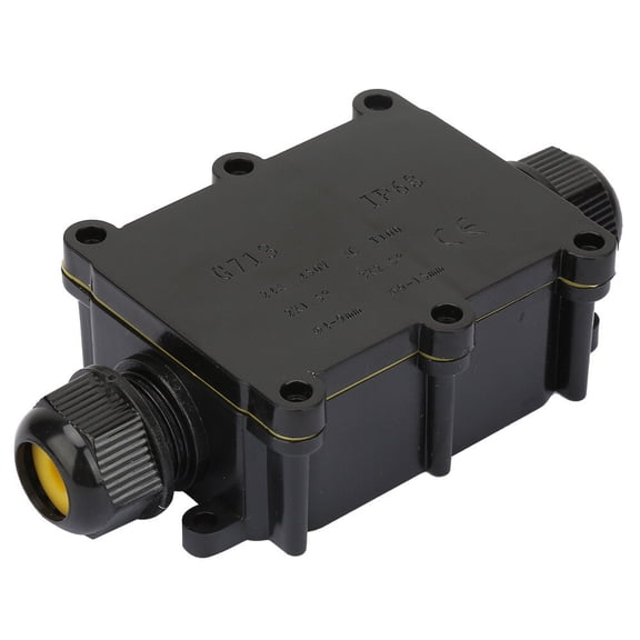 LAZIOEGR IP68 Waterproof Junction Box Electrical Enclosure, 2-Way Cable Connecting Terminal Block for Outdoor Equipment, Includes Seal Rings and Screws, Black, 5.1 inches / 13 cm