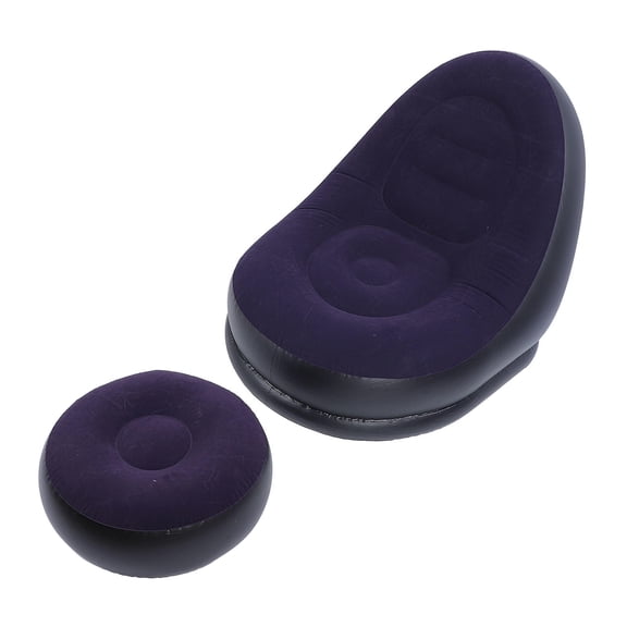 LAZIOEGR Inflatable Sofa Chair with Footstool – Soft Flocking, Durable PVC, Quick Inflate/Deflate, Ergonomic Design for Living Room, Outdoor & Travel Use, Dark Blue