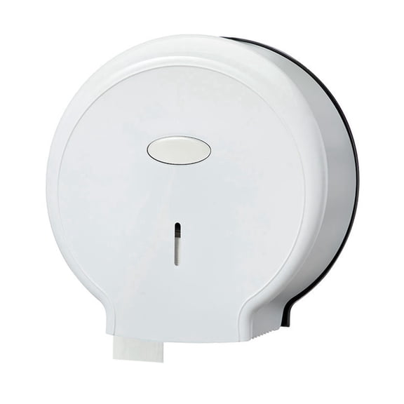 LAZIOEGR Jumbo Toilet Paper Roll Dispenser Wall Mount Single Roll Tissue Holder Punch Free Waterproof for Bathrooms White (10.6x11.0x4.7 inches / 27x28x12 cm)