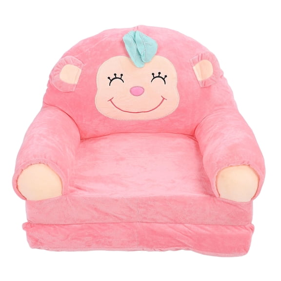 LAZIOEGR Kids Fold‑Out Plush Sofa – Soft Monkey‑Pink Lounge Chair, Ideal for Kindergarten, Easy‑Fold Storage, Ergonomic Comfort