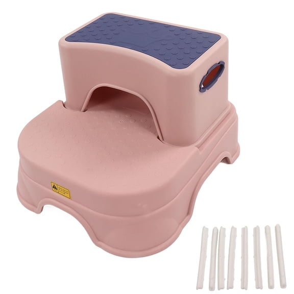 LAZIOEGR Kids Step Stool – Double Antiskid, Height‑Adjustable, Widened Base, Ergonomic Design, Quick Disassembly, Non‑Slip Pads – Pink/Purple