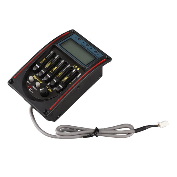 LAZIOEGR LCD 5-Band Acoustic Guitar Preamp EQ LC-5 Equalizer Tuner Piezo Pickup System Complete Set with Volume Control for Acoustic Guitars Black Finish