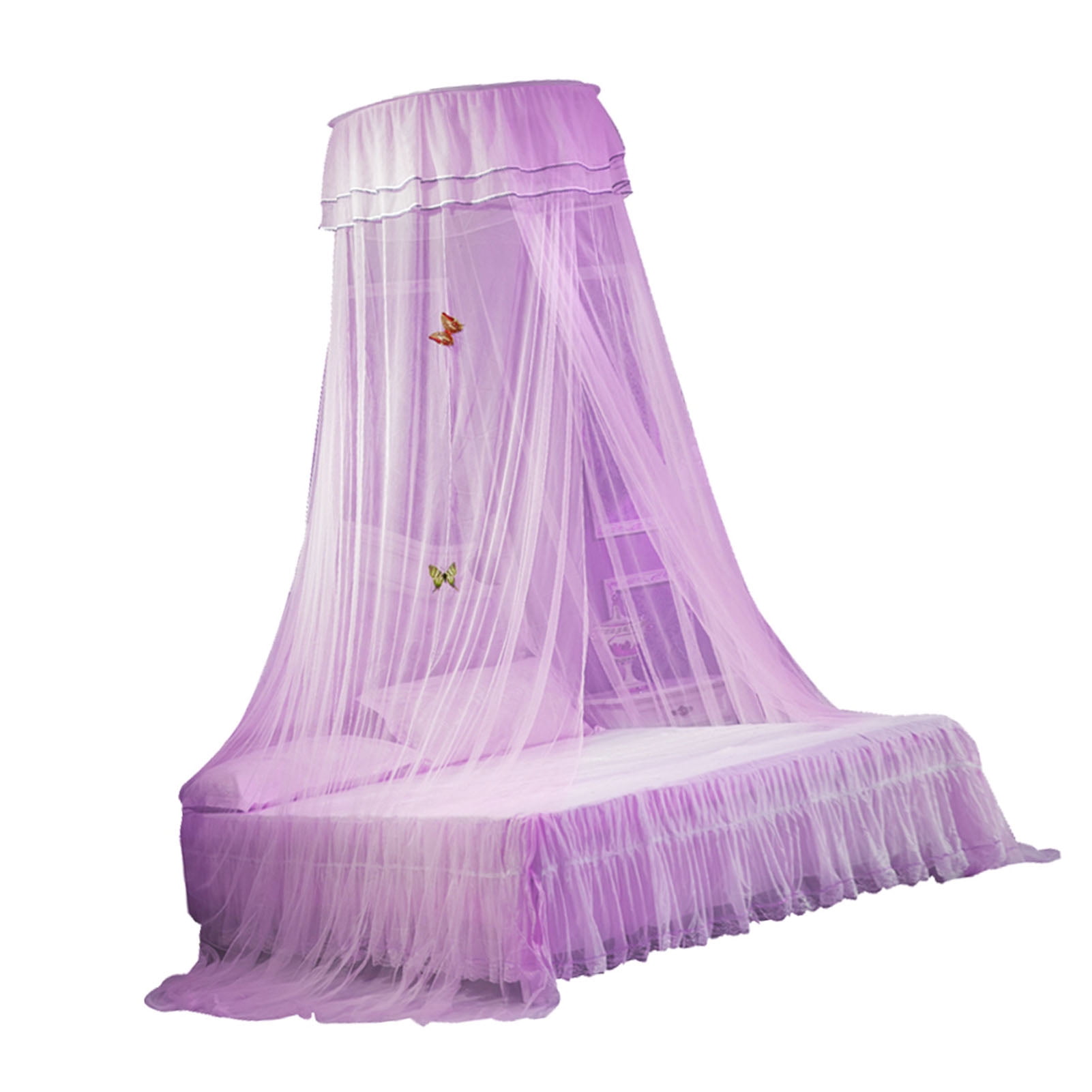 LAZIOEGR Luxurious Dome Bed Canopy Fine Mesh Single Entrance Bed Net for 47.2 to 70.8 inches / 1.2 to 1.8 m Bed Elegant Princess Style Bedroom Decoration Purple