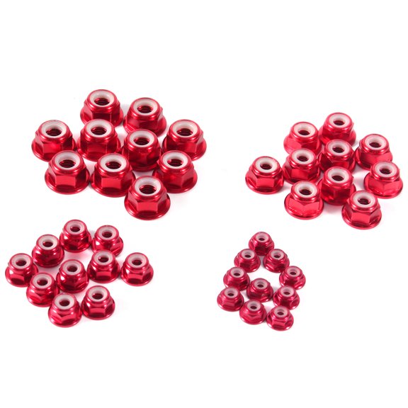 LAZIOEGR M5 Nylon Insert Self Lock Nuts, Anodized Aluminum Alloy Hex Hardware Fasteners, Dark Red, 10 Pack