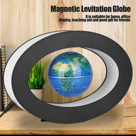 LAZIOEGR Magnetic Levitating Geographic Globe with LED Light, 3.43 Inch Floating World Map Desk Decor, Educational Tech Gadget Gift for Home Office, Blue