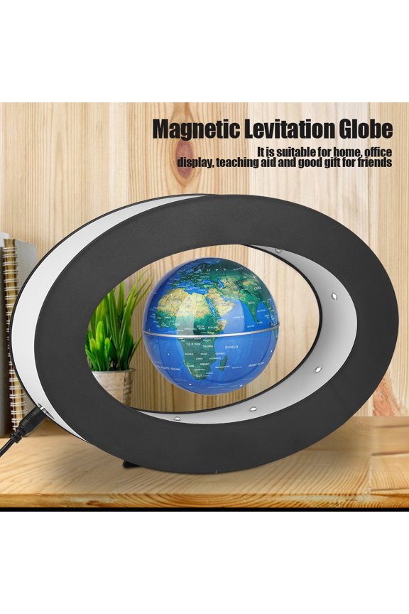 Magnetic Levitating Geographic Globe with LED Light, 3.43 Inch Floating World Map Desk Decor, Educational Tech Gadget Gift for Home Office, Blue