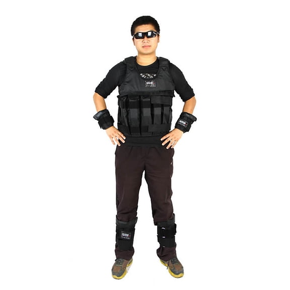 LAZIOEGR Max Loading 50kg Adjustable Weighted Vest Weight Jacket Exercise Boxing Training Waistcoat Invisible Weightloading Sand Clothing Empty for Fitness Workout Gym Muscle Building, Black