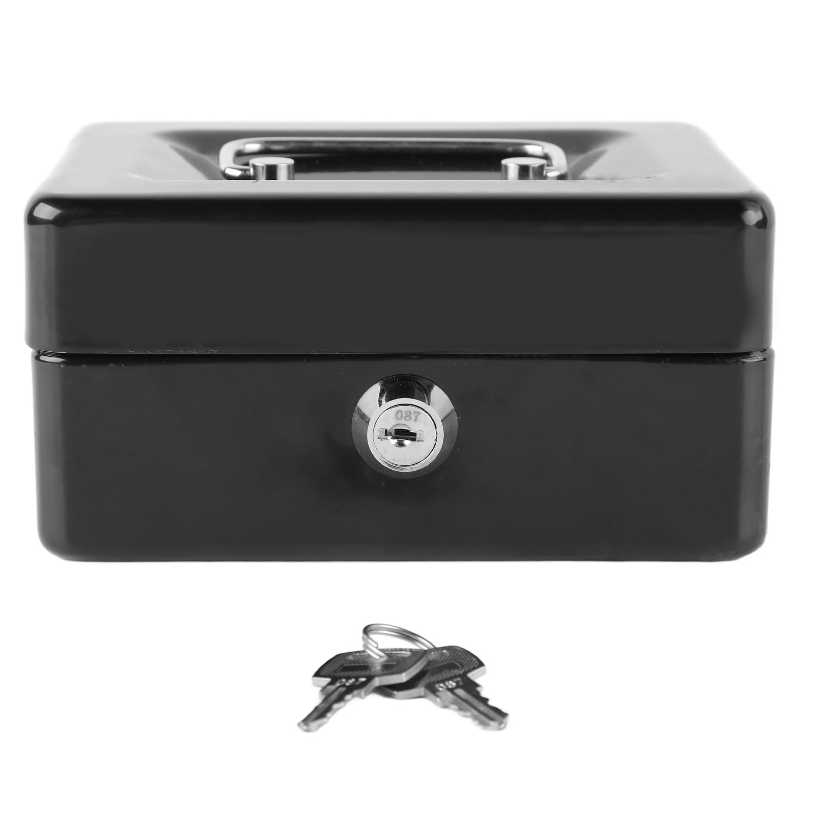 LAZIOEGR Metal Cash Box with Lock Safety Portable Small Metal Storage Box with 2 Keys for Money Document Home Car, Heavy Duty Security, 5.91 inches / 15 cm