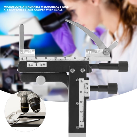 LAZIOEGR Microscope Attachable Mechanical Stage X-Y Moveable Caliper With Scale, Plastic and Metal, 6.30 inches / 16 cm
