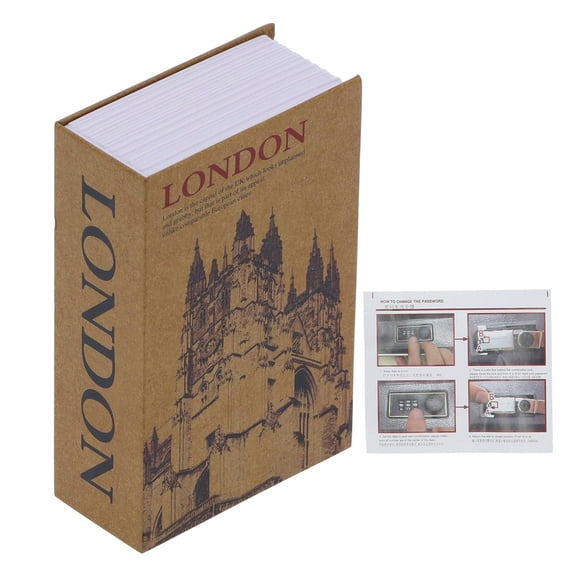 LAZIOEGR Mini BookShaped Safe Box  Compact Money & Document Keeper with Stainless Steel Liner, NoKey Design, Ideal for Coins, Cards & Jewelry