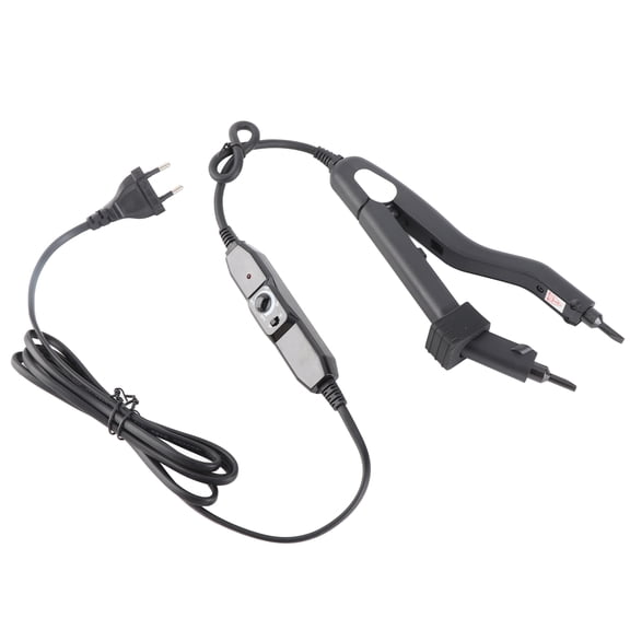 LAZIOEGR Mini Hair Extension Connector Tool, Adjustable Temperature Keratin Fusion Iron for Home, Ceramic Flat Iron Styling Wand, 100-220C / 212-428F, EU Plug 220V, 10.63 inches / 27 cm Black