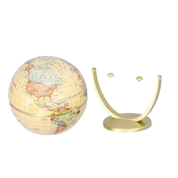 LAZIOEGR Mini World Map Globe Vintage Desktop Rotating Earth Geography Educational Teaching Tool, 4.33 inches / 11 cm