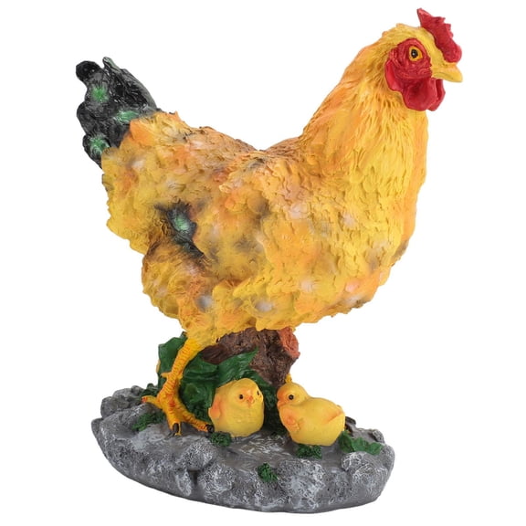 LAZIOEGR Miniature Brown Hen & Chicks Resin Garden Statue  Realistic Farmhouse Decor for Fairy Gardens, Desks & Courtyards