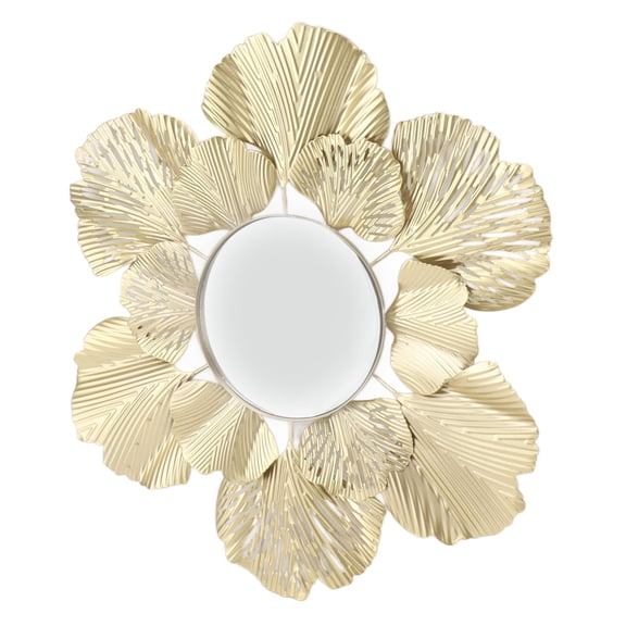 LAZIOEGR Modern Specialty Shaped Decorative Wall Mirror Gold Ginkgo Leaf Wall Mounted Mirror for Bedroom Living Room Entryway Iron Frame Art Decor Oversized 18.11 inches / 46 cm