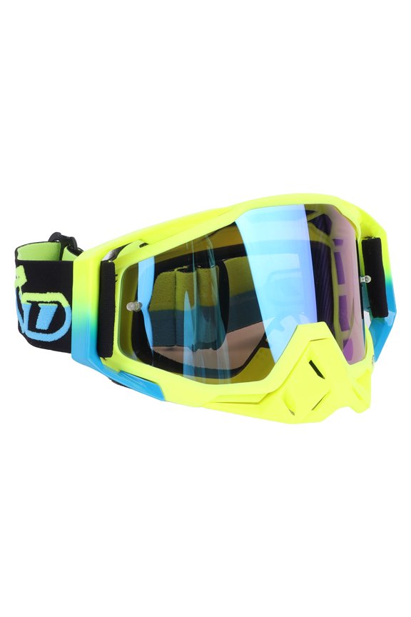 Motorcycle Goggles TPU Frame Dirt Bike Motocross Riding Glasses for Men Women, Clear Vision Effective Protection Broaden Horizon, Black Yellow Blue, 7.5 inches / 19 cm [cite: 8, 12]