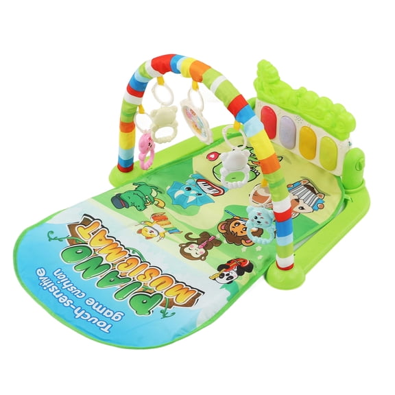 LAZIOEGR Musical Baby Gym Mat with Piano, Sound & Light Play, Removable Arch, EcoFriendly Fabric  Green