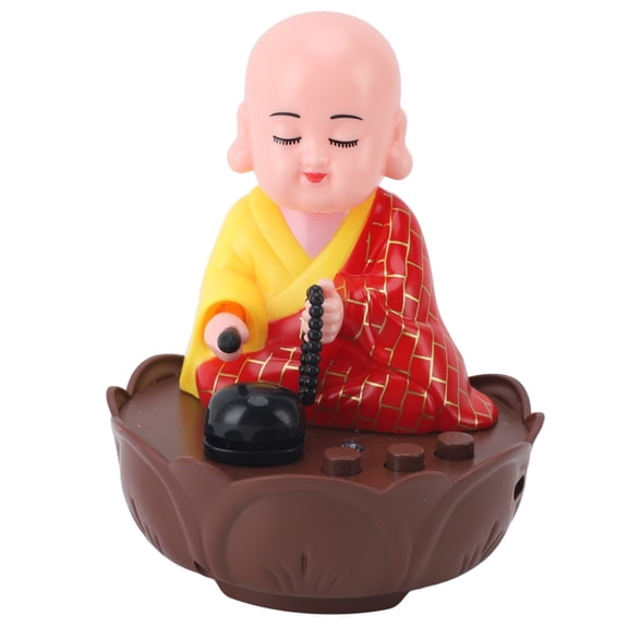 LAZIOEGR Musical Nodding Monk Figurine Decoration Moving Head Buddha Statue with USB Charging Cable, Red, 3.5x4.3 Inches