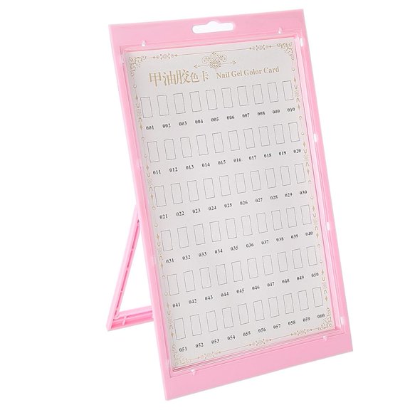 LAZIOEGR Nail Art Display Stand – Dual‑Side 60‑Color Card & 10‑Tip Frame, Sturdy Rack, Dust‑Proof Film, Ideal for Salon & Practice
