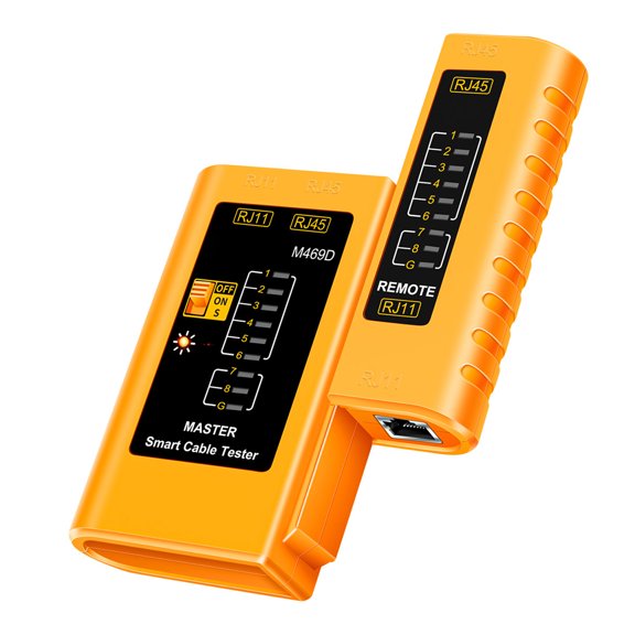 LAZIOEGR Network Cable Tester Repair Tool Kit RJ45 RJ11 Wire Tracker Tracker Instrument with LED Indicator for Professional Telephone Line Monitoring Maintenance, Yellow / 3.8x1.1x4.1 inches