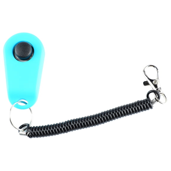 LAZIOEGR Pet Dog Training Clicker Universal Interactive Puppy Training Clicker With Black Long Wrist Strap And Ring Positive Behavior Reinforcer Sky Blue
