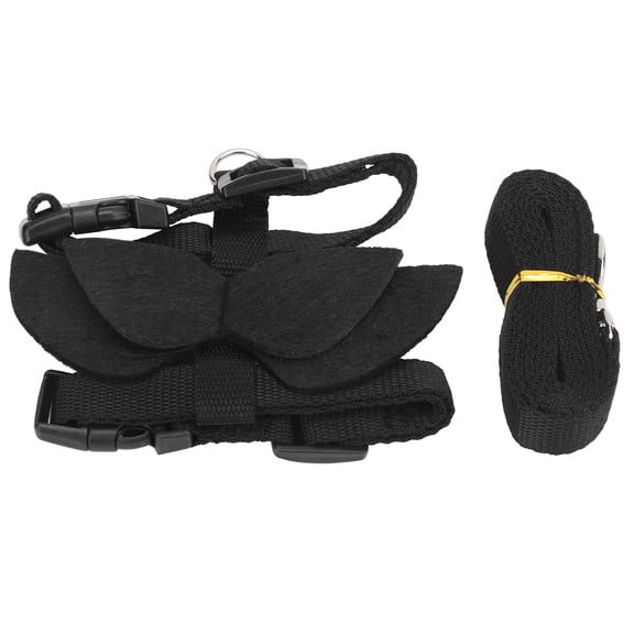LAZIOEGR Pet Rabbits Safety Harness Walking Leash Set with Wing Small Animal Apparel Accessories, Black Wing M 7-12 inches / 17.7-30.4 cm, Comfortable Vest For Bunny Hamster Outdoor Training Walking