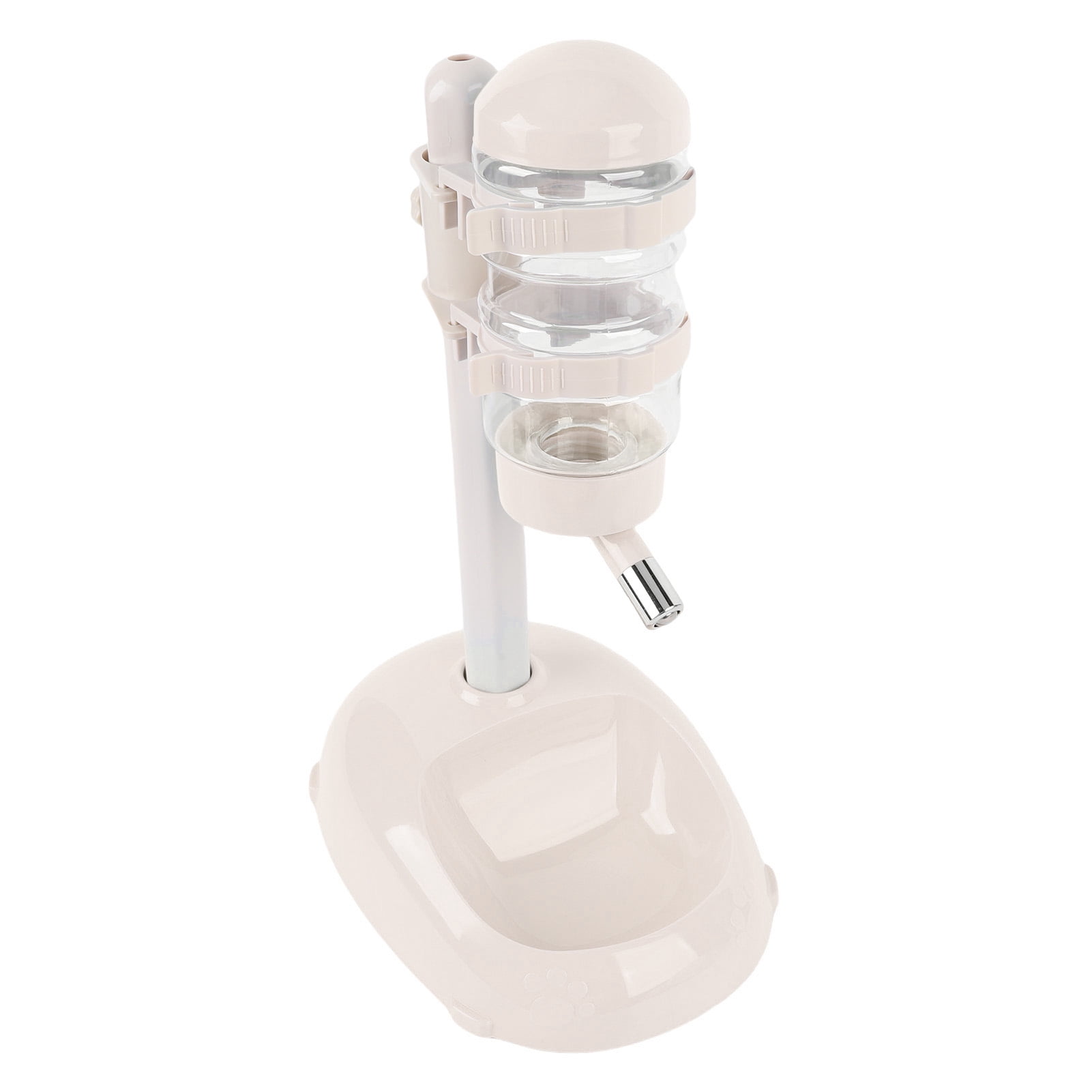 LAZIOEGR Pet Standing Water Dispenser, Height Adjustable 500ml (16.9 oz) Capacity Automatic Feeder for Puppy & Cat, Leakproof Removable Tank Design in Beige