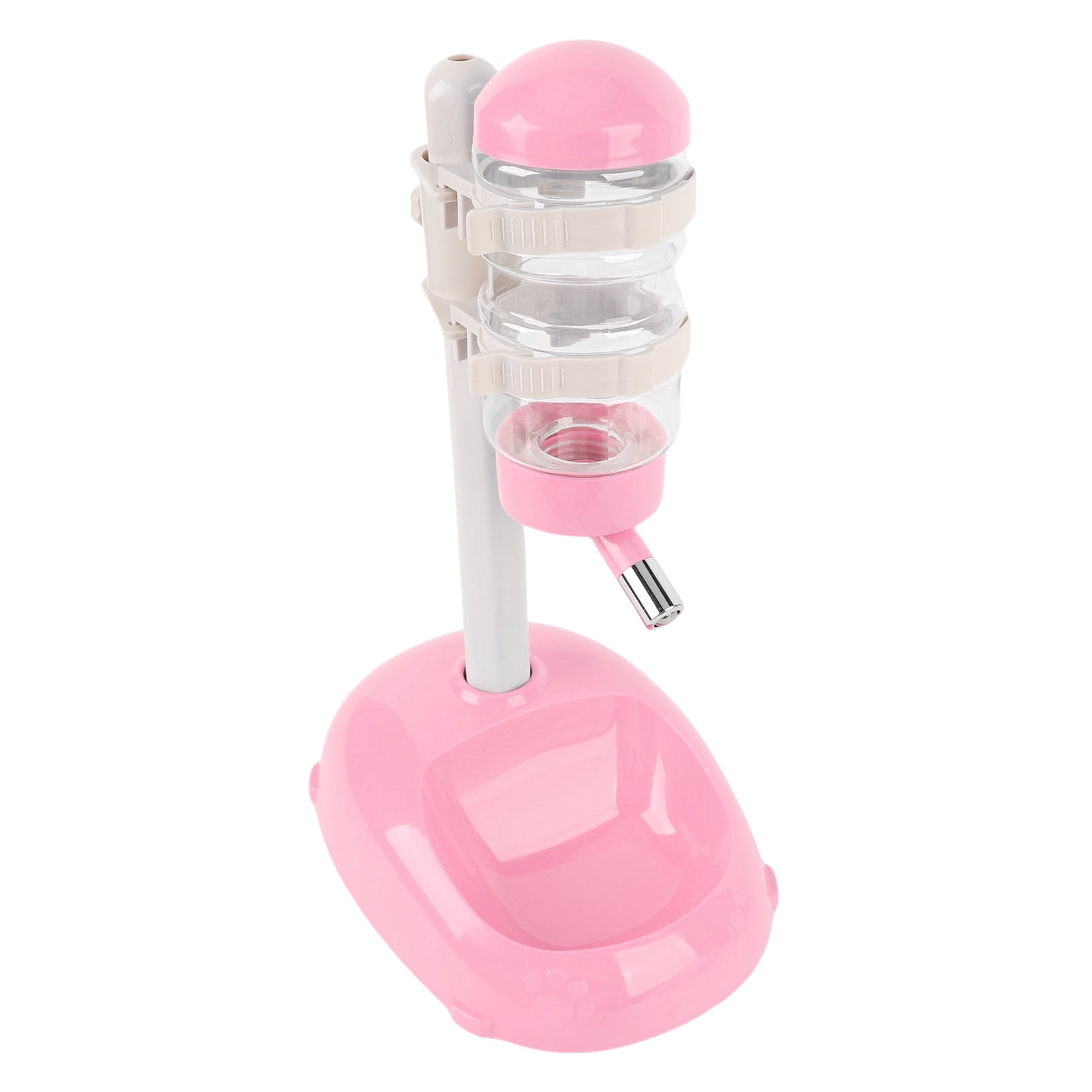 LAZIOEGR Pet Standing Water Dispenser, Height Adjustable 500ml (16.9 oz) Capacity Automatic Feeder for Puppy & Cat, Leakproof Removable Tank Design in Pink