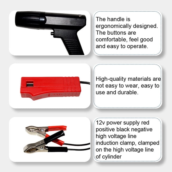 LAZIOEGR Portable 12V Professional Timing Tool Car Motorcycle Petrol Engine Ignition System Strobe Lamp Detector Auto Diagnosis Tool, 11.81 inches / 30.00 cm